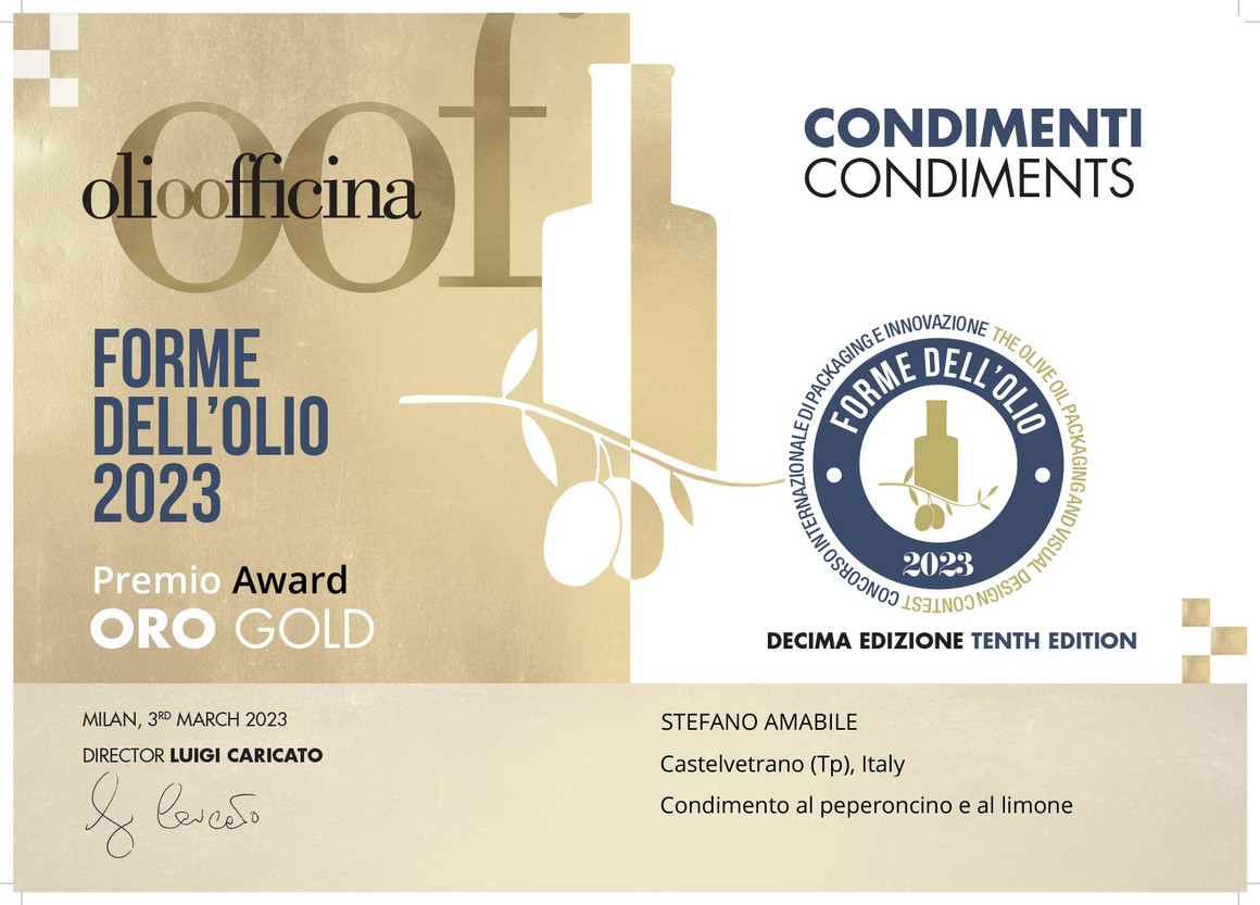 Olioofficina 2023 Forme dell'olio - Oro Gold award