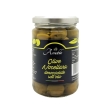 Image 1 of Green Nocellara olives pitted in oil in a jar