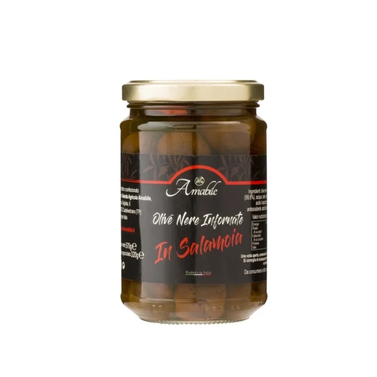 Image 1 of Black Nocellara Olives Baked in Brine in a Jar